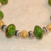 Beaded Bracelet with Green Turquoise Rondelles, Speckled Yellow Glass Beads