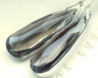 AAA Smokey Quartz Elongated Briolette Pair - 30mm