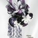 Victorian Christmas or Bridal Decoration in Dark Purple, Black and White with 35 Swarovski Crystals