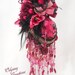 Harlequin and Sexy Hot Pink and Black Christmas Victorian Ornament or Wedding Decoration