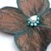 Botanical Hair Clip- You Choose Hair Clip, Bobby Pin or Brooch- Bronze with Teal Embroidery