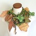 Long and Leafy Scarf- Green with Gold and Orange Berries