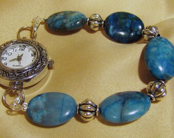 Gorgeous with Jeans this Interchangeable Bracelet Watch Band has Blue Jasper