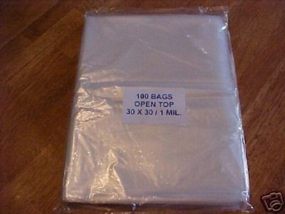 100 Clear Plastic 1 Mil 30x30 Large Poly Bags 30 x 30 Open Top