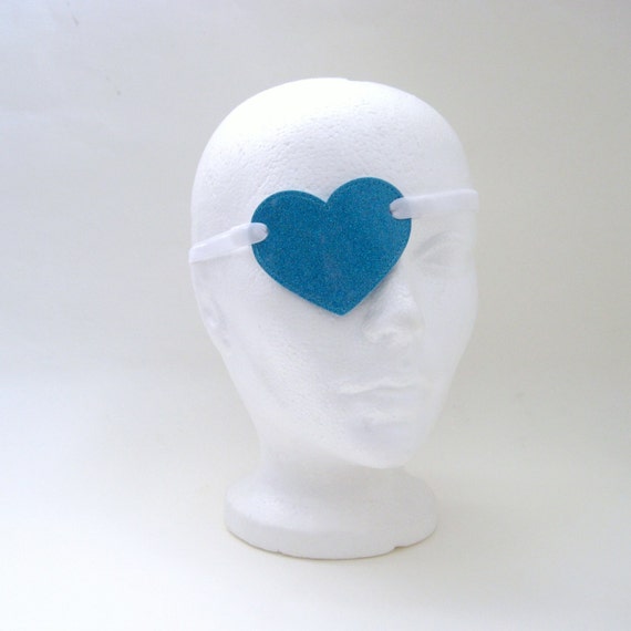 Vinyl Heart Eye Patch in turquoise blue sparkle vinyl with
