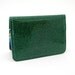 Vinyl Mini Wallet / Card Holder, emerald green sparkle vinyl / blue blooms and solid green oilcloth