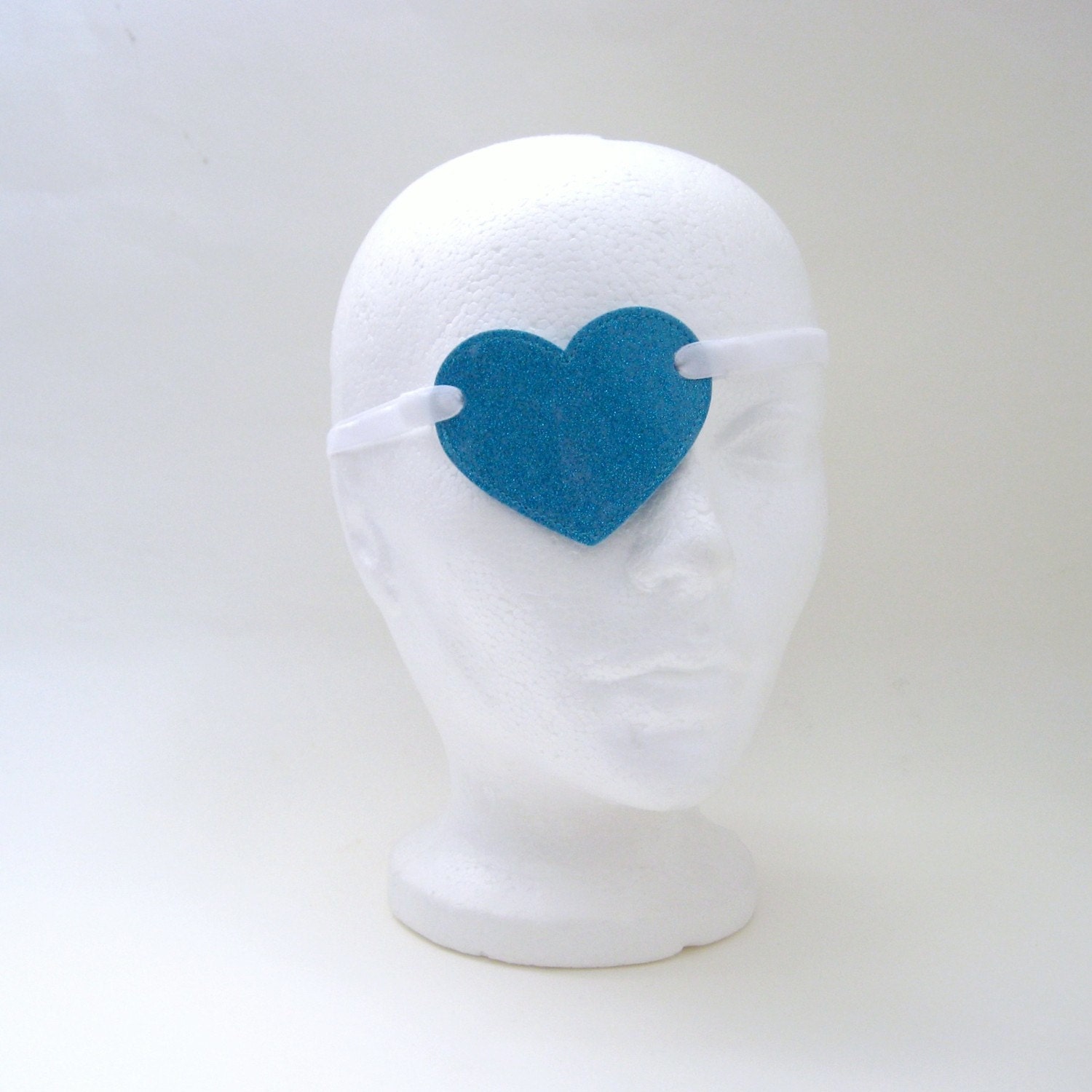 Vinyl Heart Eye Patch in turquoise blue sparkle vinyl with