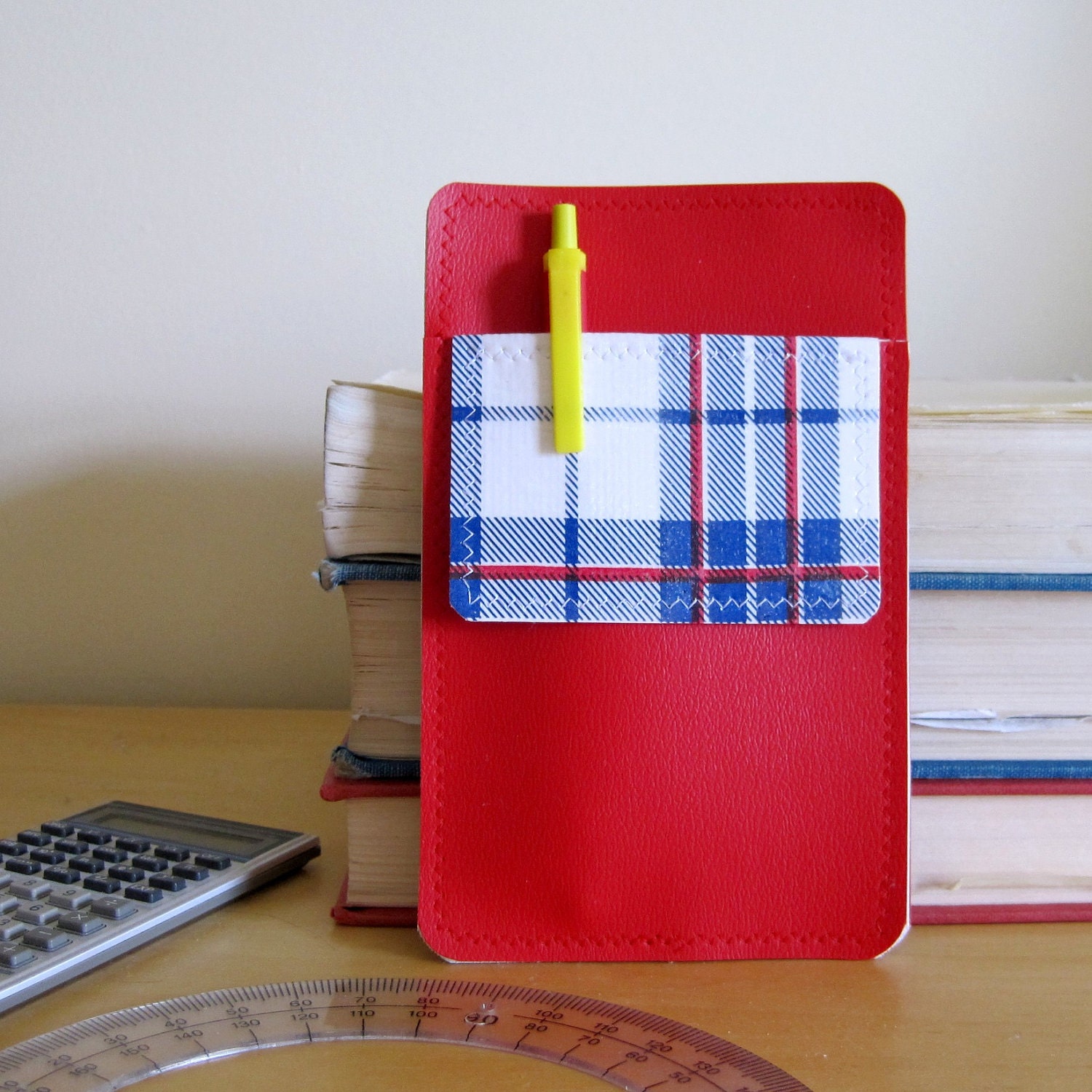 Nerd Power Vinyl Pocket Protector in tomato red matte vinyl