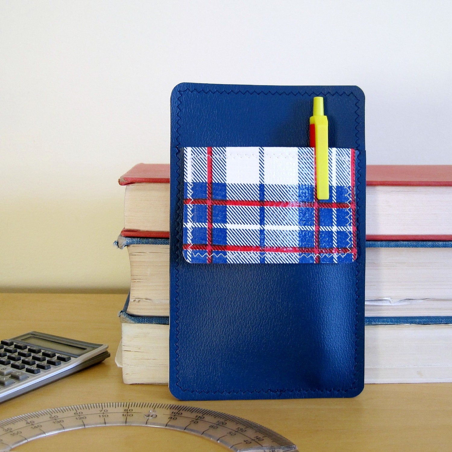 Nerd Power Vinyl Pocket Protector in deep blue matte by annebvinyl