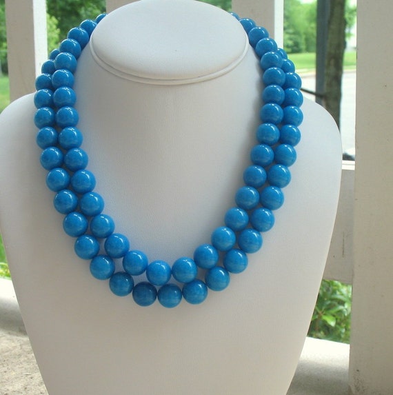 Chunky Turquoise Necklace Blue Large Bead by DeniseJewelryDesigns