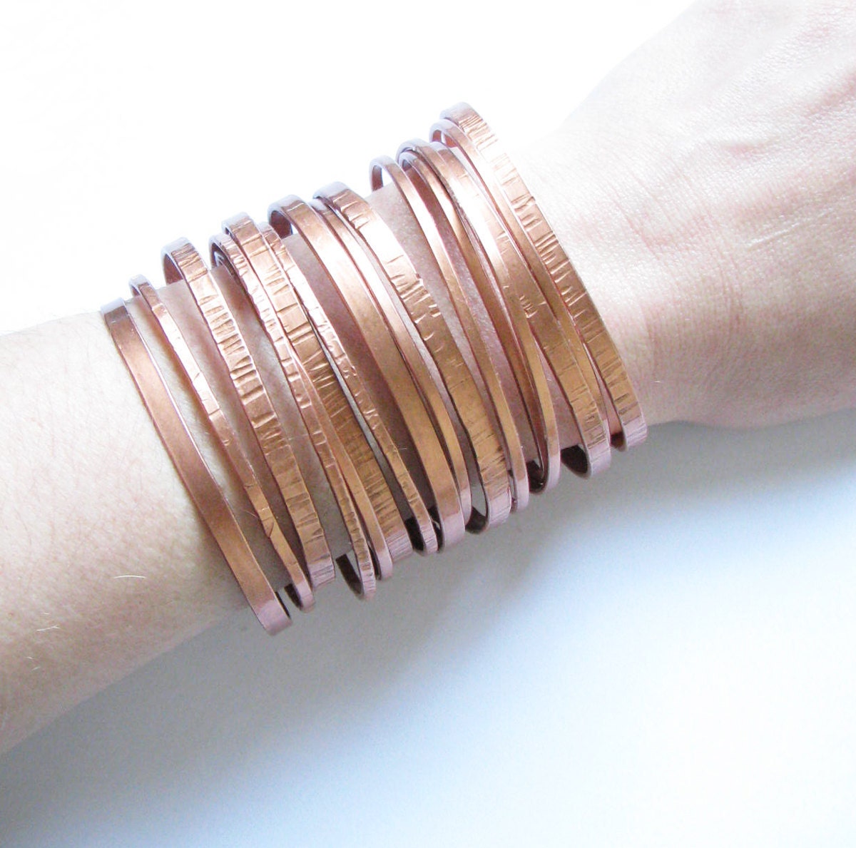 Copper Cuff Bracelet Layered Bangles Bracelet by JamieSpinello