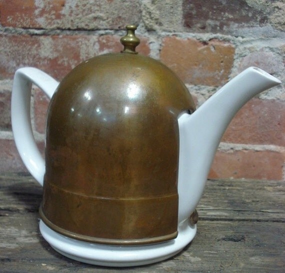 Vintage Copper Covered Cozy Teapot