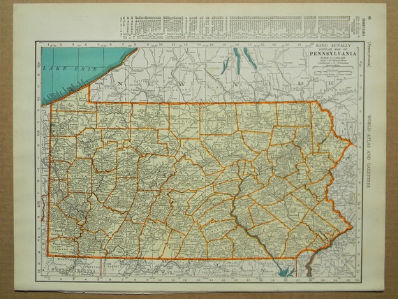 1939 State Map Pennsylvania Vintage Antique Map Great for