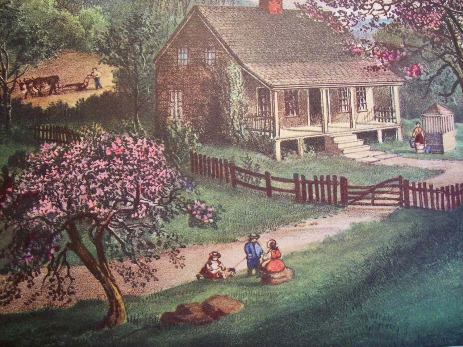 1952 Currier and Ives American Homestead Spring Print