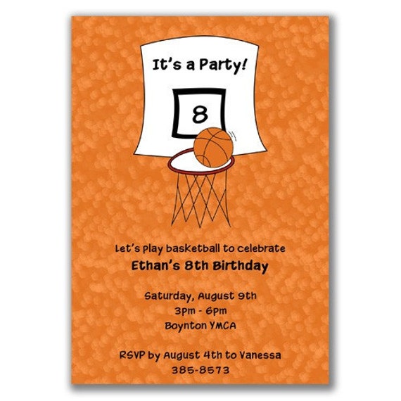 Items similar to Basketball Party Invitations - for Kids Birthday Party ...