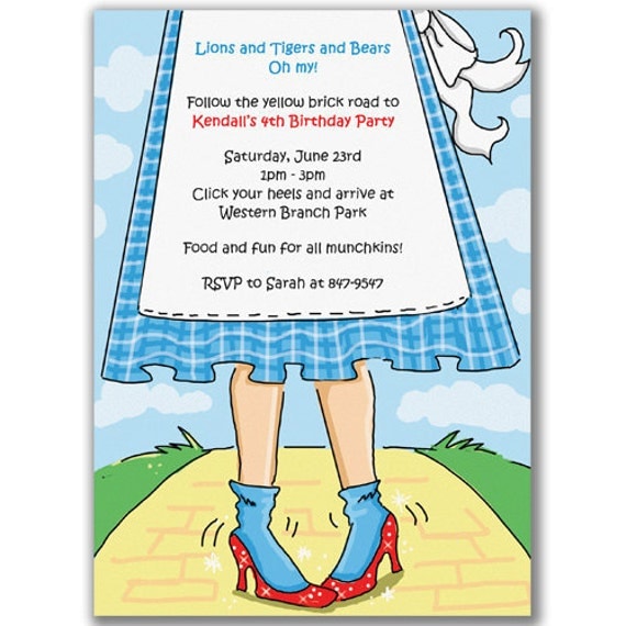 Wizard of Oz Inspired Invitation Personalized Wizard of Oz