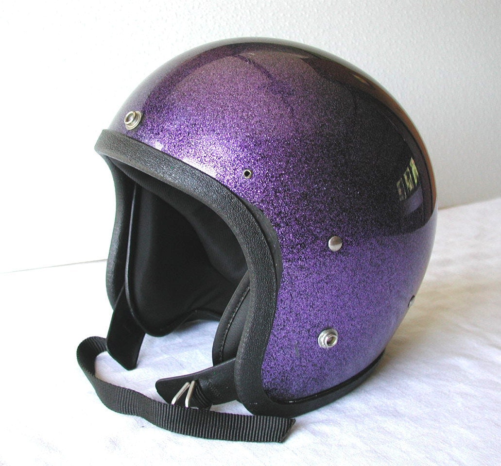 Vintage Motorcycle Helmet PURPLE Metal Flake Sparkle