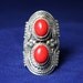 Reserved Vintage Ring Sterling silver , Very High , With 2 Coral Stones .16 Grams SIZE 7 AND HALF