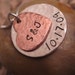 Personalized Hand Stamped Necklace Copper Love Mixed Metal Collection