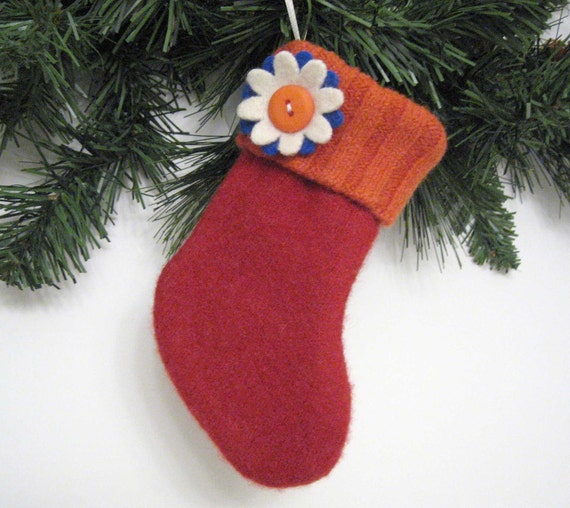 red felted wool mini christmas stocking ornament by mmwolters red felted wool mini christmas stocking ornament by mmwolters