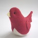 Red Bird Soft Sculpture Handmade from Recycled Felted Wool Sweaters