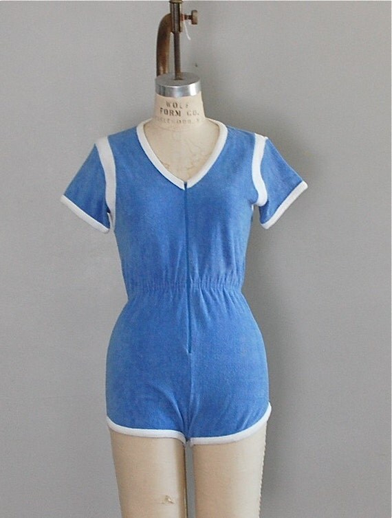 vintage FRENCH BLUE terry cloth romper