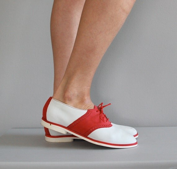 vintage Red and White saddle shoes