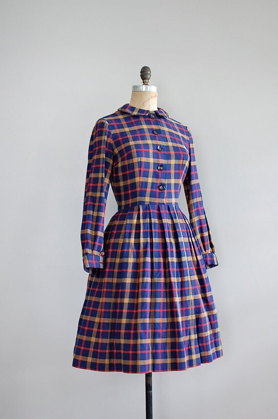 1950s dress / plaid dress / Prep School Plaid dress