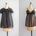 1960s lingerie / black lace / Black Peignoir Set