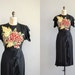 1940s dress / rayon dress / Sequin and Ruffle dress