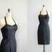 1950s dress / halter dress / Sequined Little Black dress