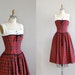1950s dress / 50s plaid dress / Can Can Plaid dress