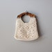 crochet bag / 70s wood handle handbag / Altamira bag
