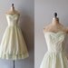 1950s dress / 50s strapless dress / Honeydew Eyelet dress