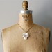 enamel necklace / 70s flower necklace / White Hibsicus
