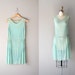 1920s dress / silk beaded 20s dress / Creme de Menthe