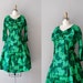 1950s dress / floral print 50s dress / silk dress / Green Zinnia