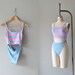 1980s bathing suit / Jantzen striped swimsuit / Flashdance swimsuit