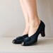 1940s shoes / 40s peeptoe heels / navy / Impresario heels