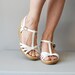 1970s t-strap wedges / 70s sandals / t-strap shoes