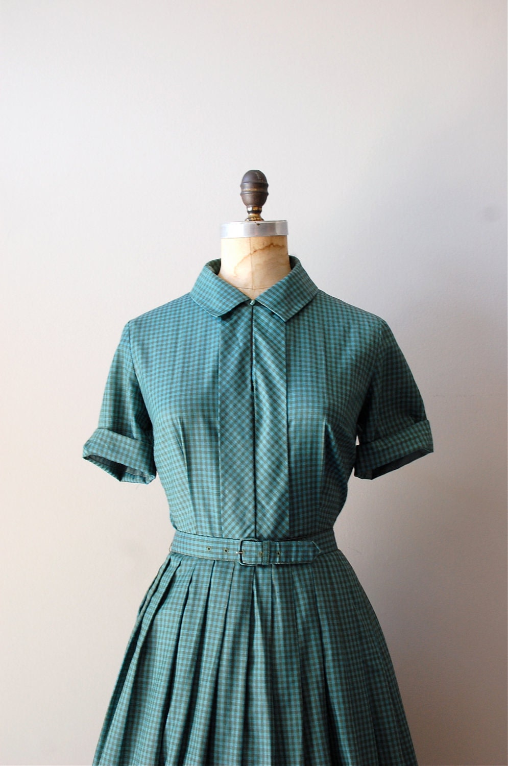 1950s dress / 50s shirtwaist dress / Wilton Plaid dress