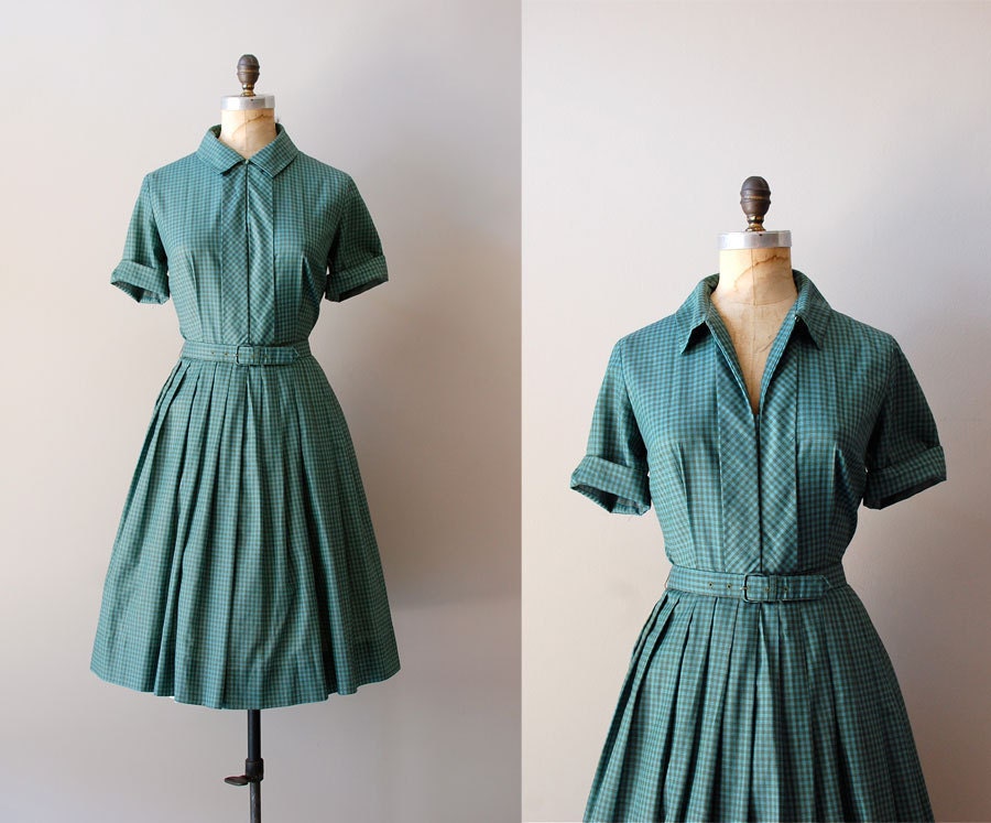 1950s dress / 50s shirtwaist dress / Wilton Plaid dress