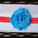 Toddler Girl RED WHITE BLUE Headband - Turquoise Rosette Red White Polka Dot Band - All Sizes - 4th of July, Military Homecoming