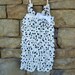 CLEARANCE SALE Petti Satin Ruffle Romper Cream & Black Polkadot with Straps Small