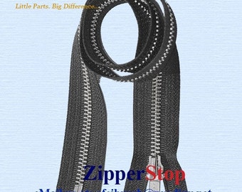 20"-Aluminum Metal Teeth Zipper -#5 Separating - Black - YKK Zippers - Excellent for Leather Jackets~ZipperStop Wholesale Distributor YKK®