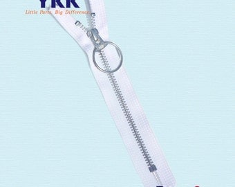 YKK zipper - 6 inch Zipper YKK #5 Aluminum Metal with Ring Pull - White~ZipperStop Wholesale Authorized Distributor YKK®