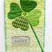 St. Patrick's day shamrock quilt- "Lucky" hand embroidered on linen, applique, St. Patrick's Day, luck, Ready to ship