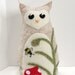 felt owl- 8 inch stuffed HOOT owl with mushroom, fern, bumble bee