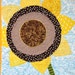sunflower quilt- wall art quilt- "Sunny" single stem on blue-Christmas in July, christmasinjuly, FREE US SHIPPING