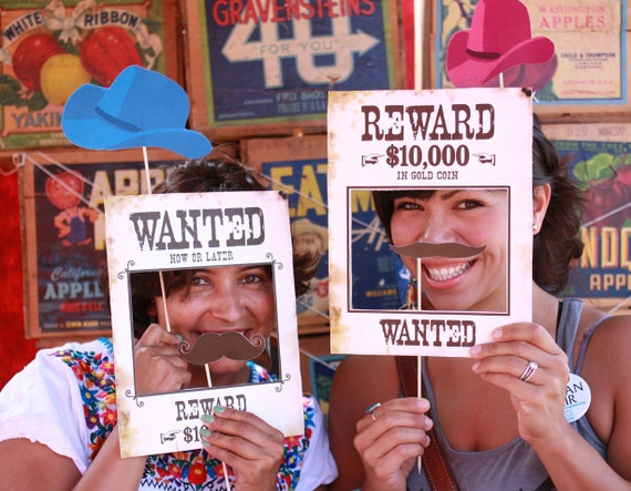 Wild West Printable PHOTO BOOTH PROPS - Editable Text >> Instant Download << Il_570xn